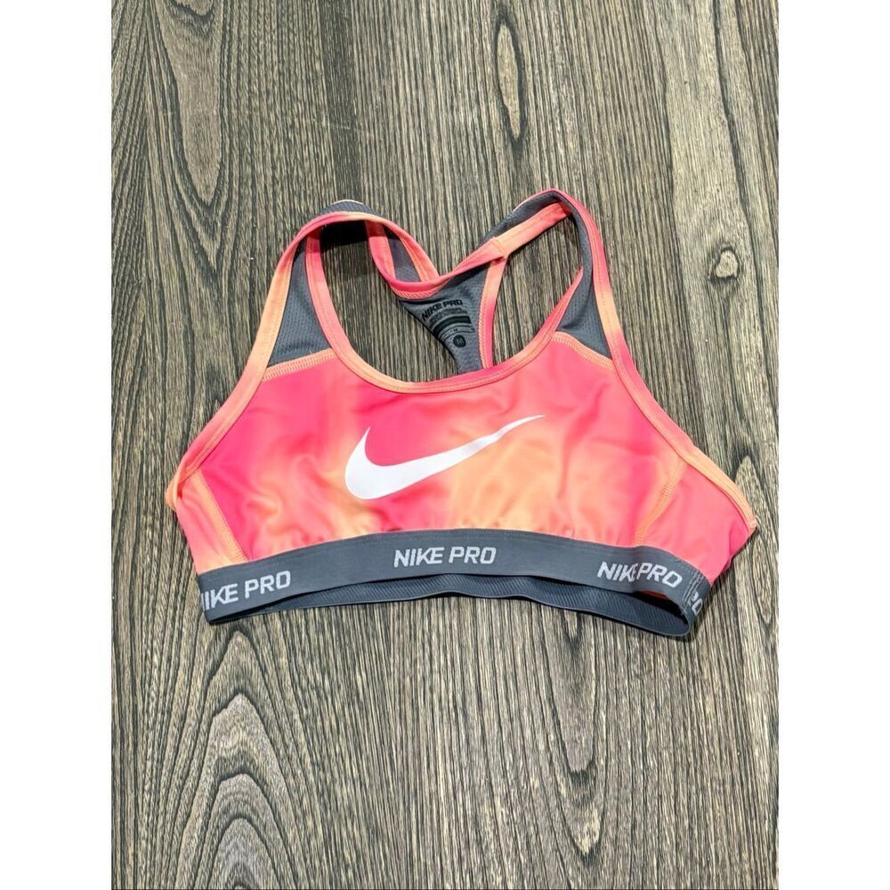 Nike Pro Youth Girls Dri-Fit Sports Bra Racerback Pullover Pink Orange Size M